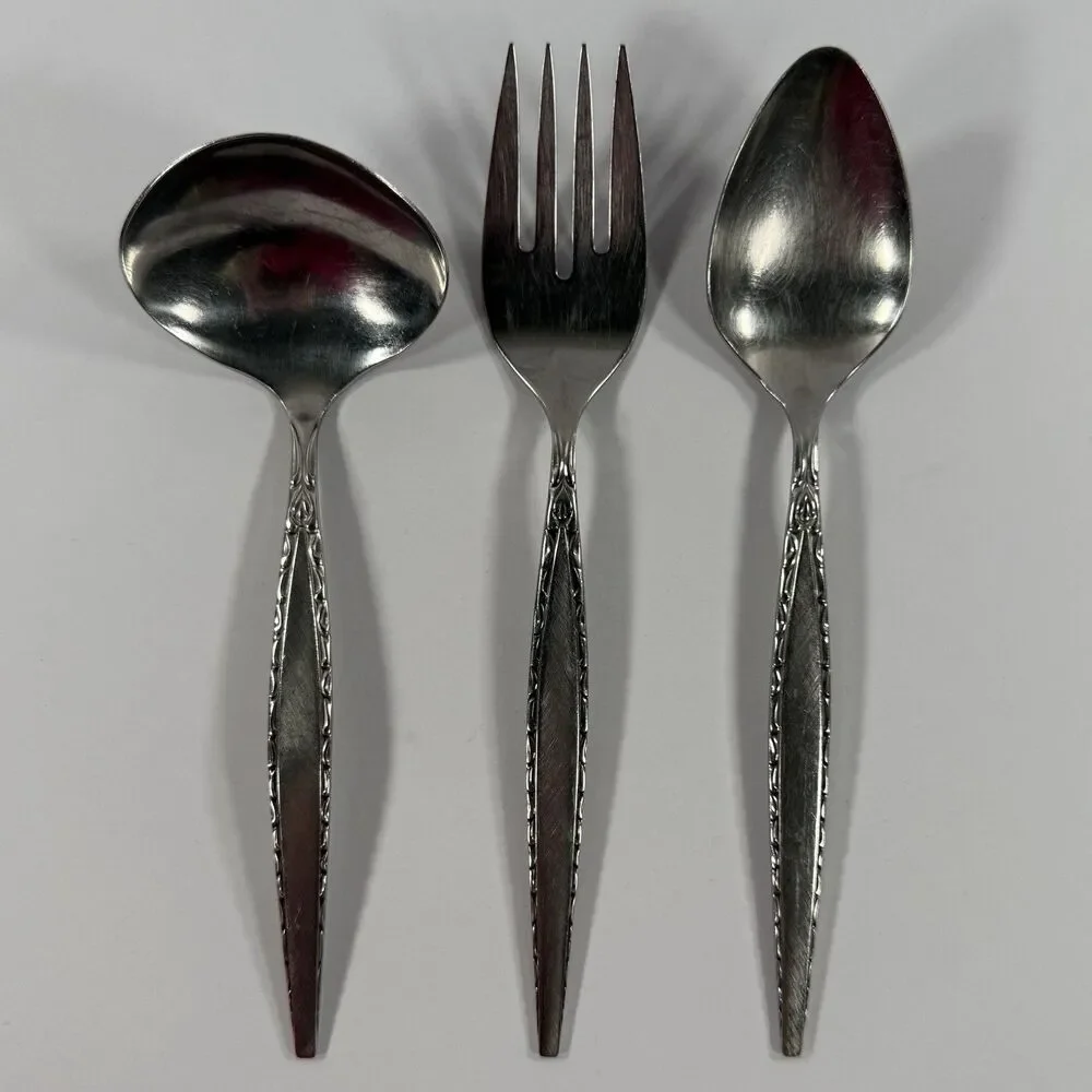 Oneida Venetia 3 Serving Pieces Gravy Fork Community Stainless Flatware Vintage